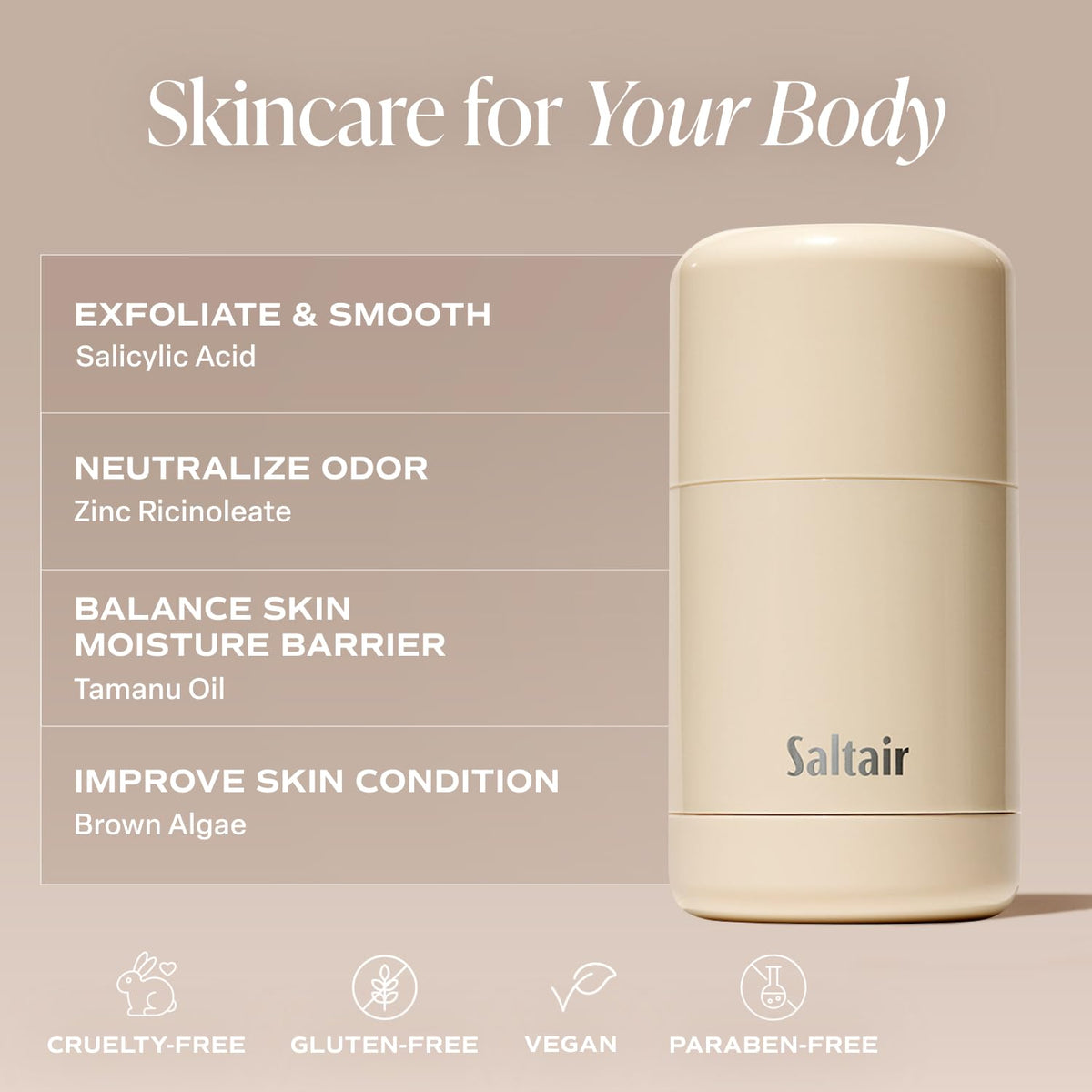 Zinc and BHA in Saltair help odor control.