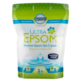 SaltWorks Ultra Epsom Bath Salt, medium grain, ideal for relaxing soaks.