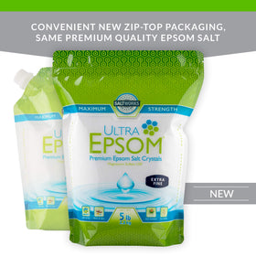 SaltWorks Ultra Epsom household cleaning use for scrubs and deodorizing.