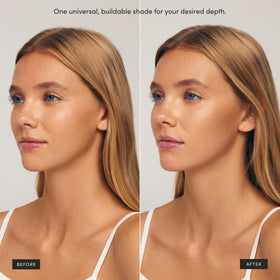 SALTYFACE Liquid Bronzer application trick demonstrates even blend and buildable glow.
