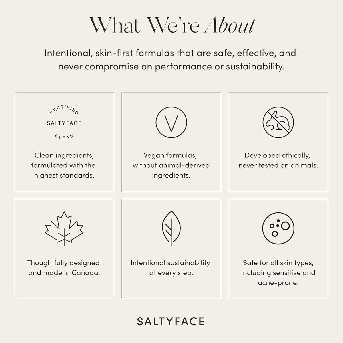 SALTYFACE Liquid Bronzer vegan, cruelty-free packaging emphasizes ethical choices.