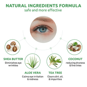 SaluVera Eyelid Wipes with tea tree oil drops for natural cleansing.