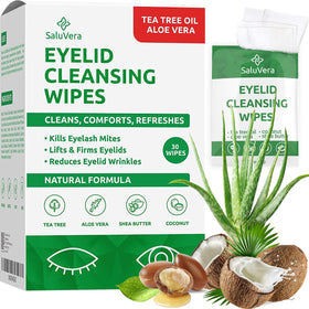 SaluVera Eyelid Wipes travel-friendly in a compact pouch.