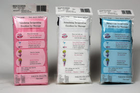 SALUX nylon bath cloths in peach-white-blue tri-color for refreshing cleansing and skin prep.
