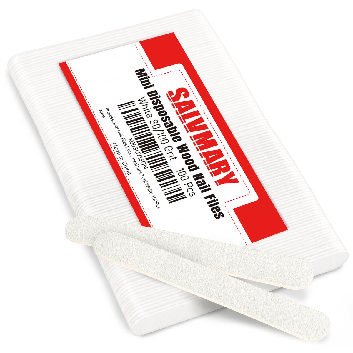 SALVMARY double-sided nail files for acrylic nails with 80/100 grit for shaping and gel removal