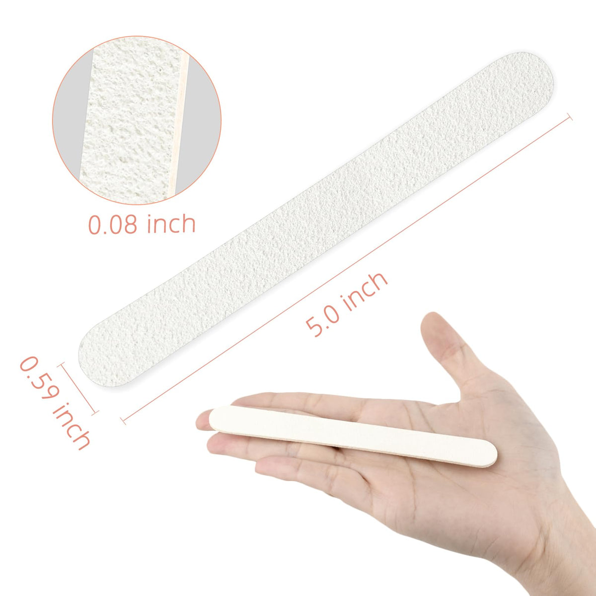 SALVMARY 5-inch nail files with rounded tops to prevent accidental nicks while filing