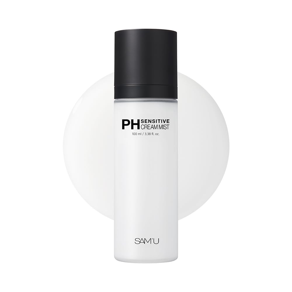 SAM'U PH Sensitive Cream Mist bottle for daily hydration on dry, sensitive skin.