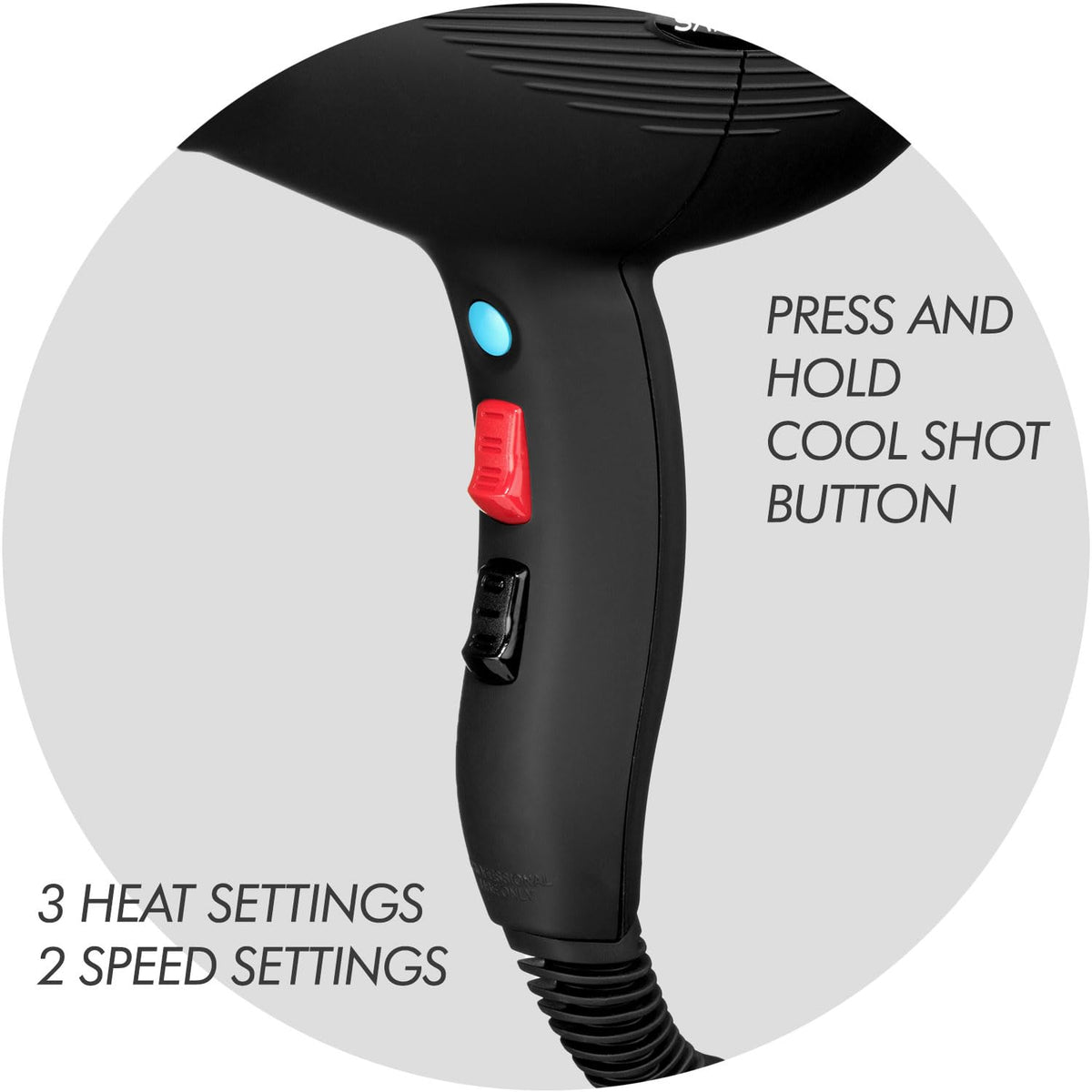Sam Villa curved comfort grip enhances control during long blowouts.