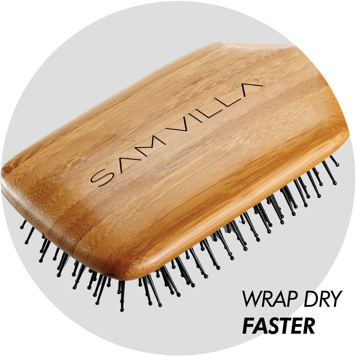 Sam Villa Signature Bamboo Brush supports blow-drying and styling with maximum shine.