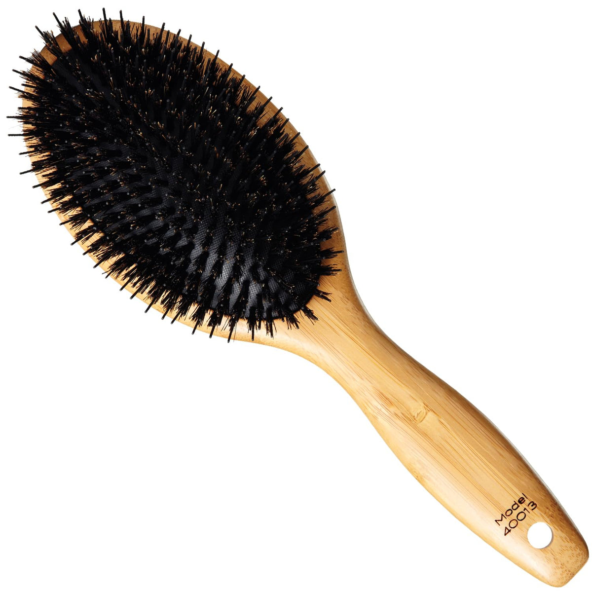 Sam Villa Signature Series boar bristle brush closeup showing oil distribution.