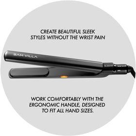 Sam Villa Sleekr delivers a glossy finish and frizz control for sleek finishes.