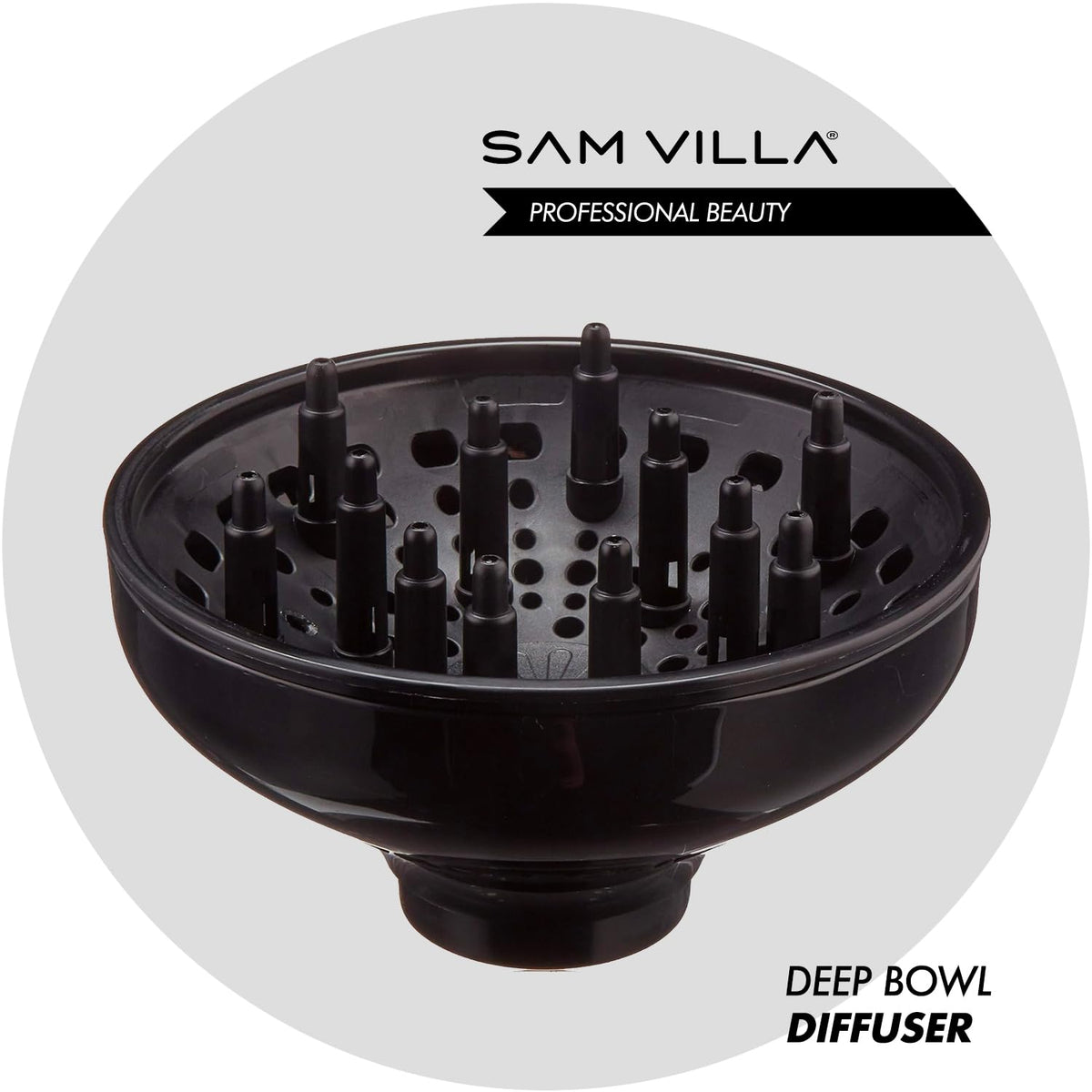Sam Villa tourmaline-infused diffuser adds shine while preserving curl pattern.