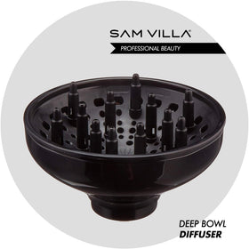 Sam Villa tourmaline-infused diffuser adds shine while preserving curl pattern.