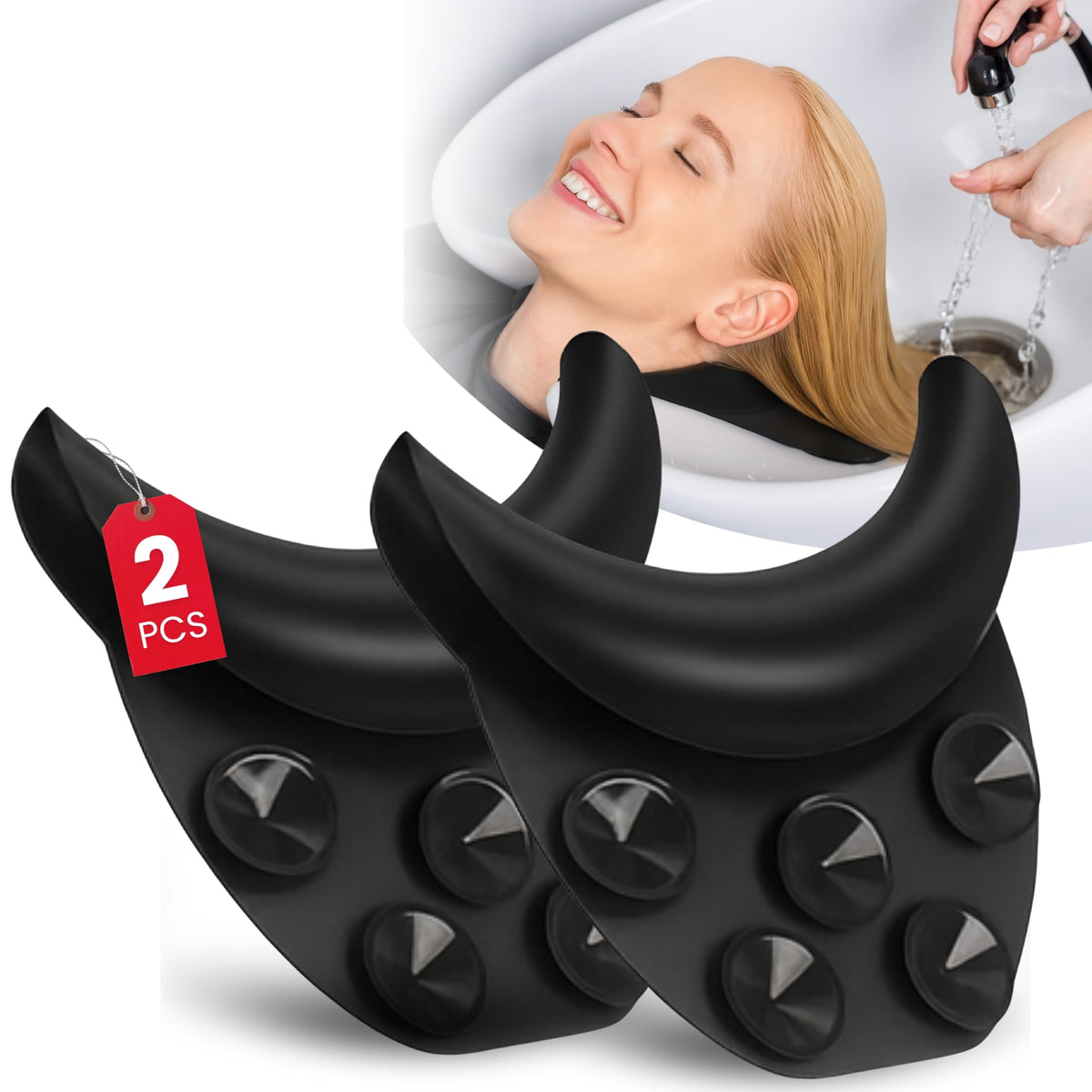 SAMANOVA premium neck rest for shampoo bowl on a salon chair, offering plush support