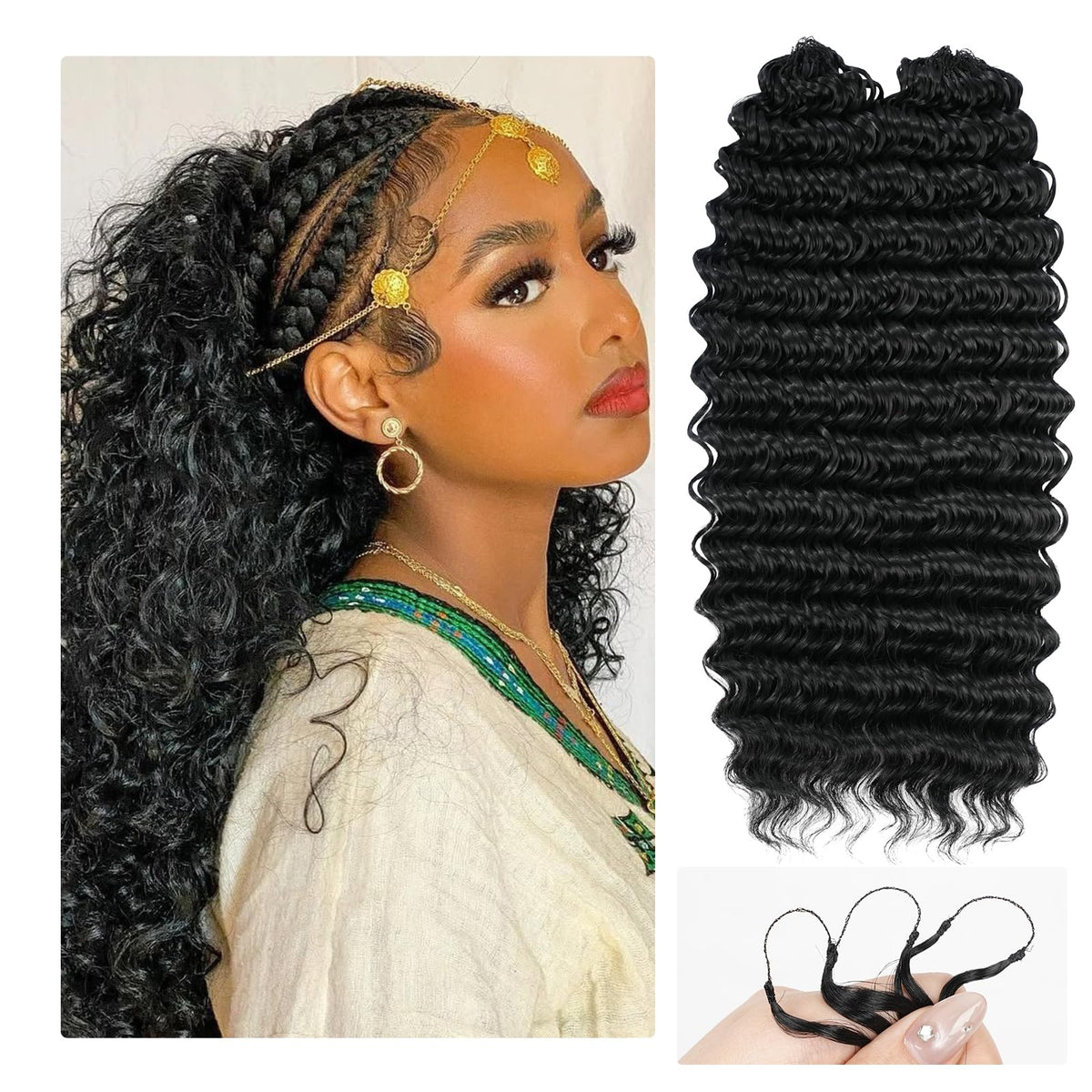 SAMBRAID feather crochet hair 18-inch natural black bundle for feather-light, natural movement.