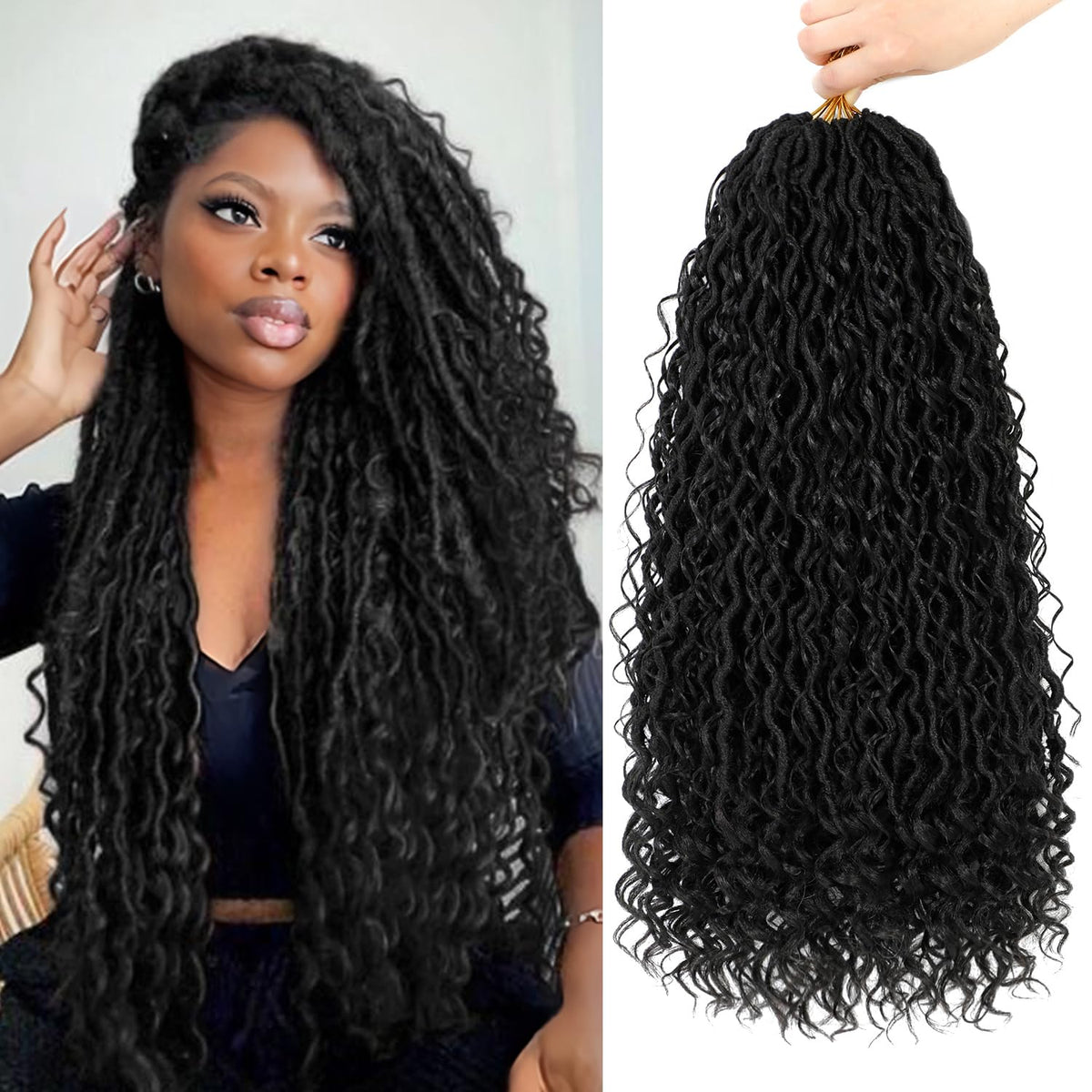 SAMBRAID goddess locs 22in pack display for a full fluffy boho look.