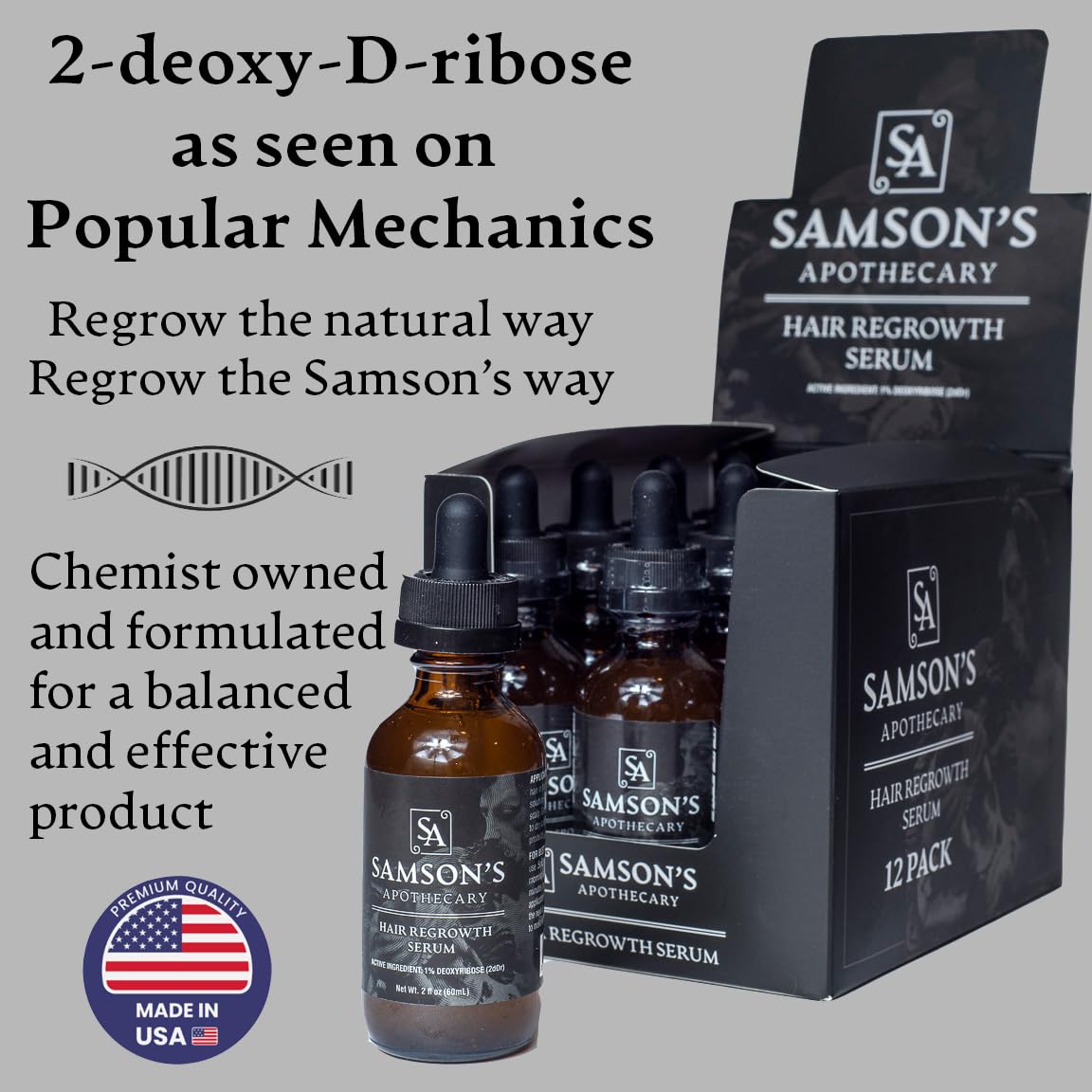Samson's Apothecary serum dropper close-up for precise application and targeted nourishment.