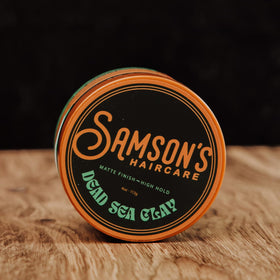 SAMSON'S HAIRCARE Dead Sea Styling Clay application demonstrating medium hold.