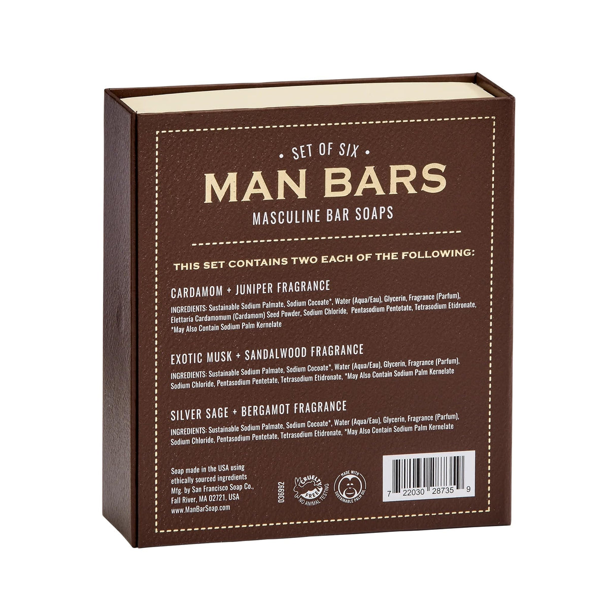 Cardamom and Juniper bar close-up showing crisp scent.