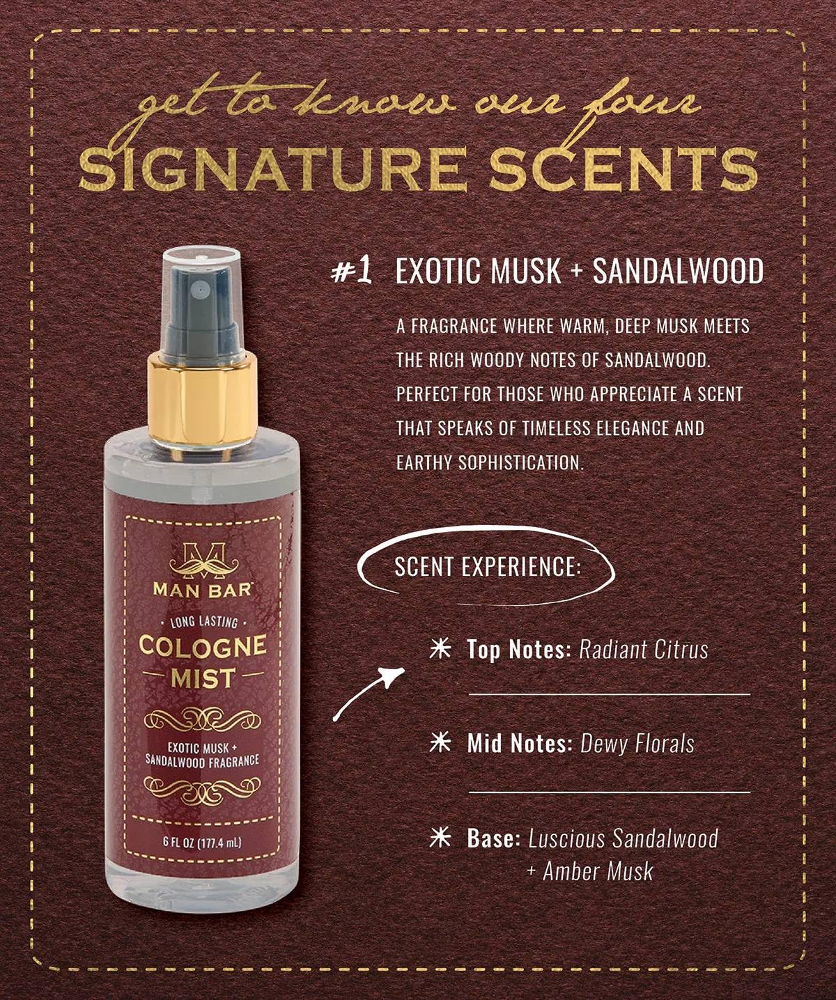 San Francisco Soap Company Man Bar Cologne Mist label close-up highlighting notes