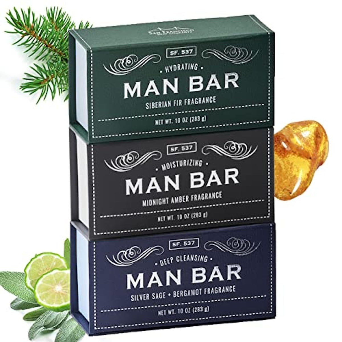 San Francisco Soap Company Man Bar Gift Box showcases premium exfoliating bars