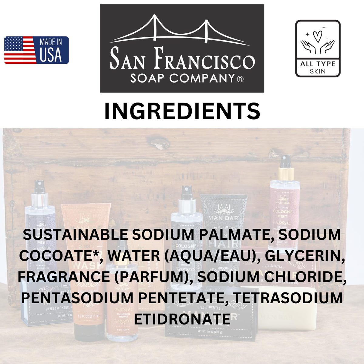 San Francisco Soap Company Man Bar Minis shower-ready set shown for gifting and routine upgrade.