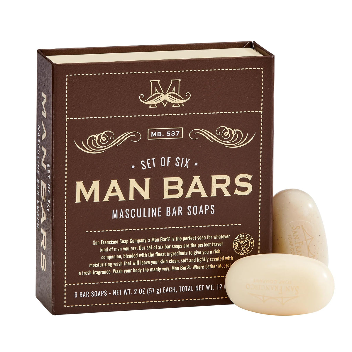San Francisco Soap Company gift set box showcases premium men's soaps.