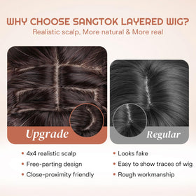 Sangtok wig with realistic scalp detail blends with your hair for a seamless look.
