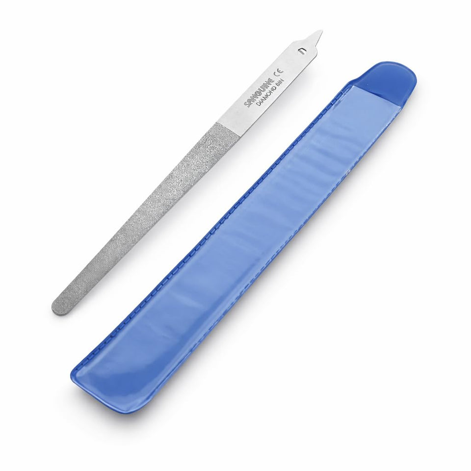Sanguine 6-inch Diamond Nail File front view improves smoothness for natural or artificial nails