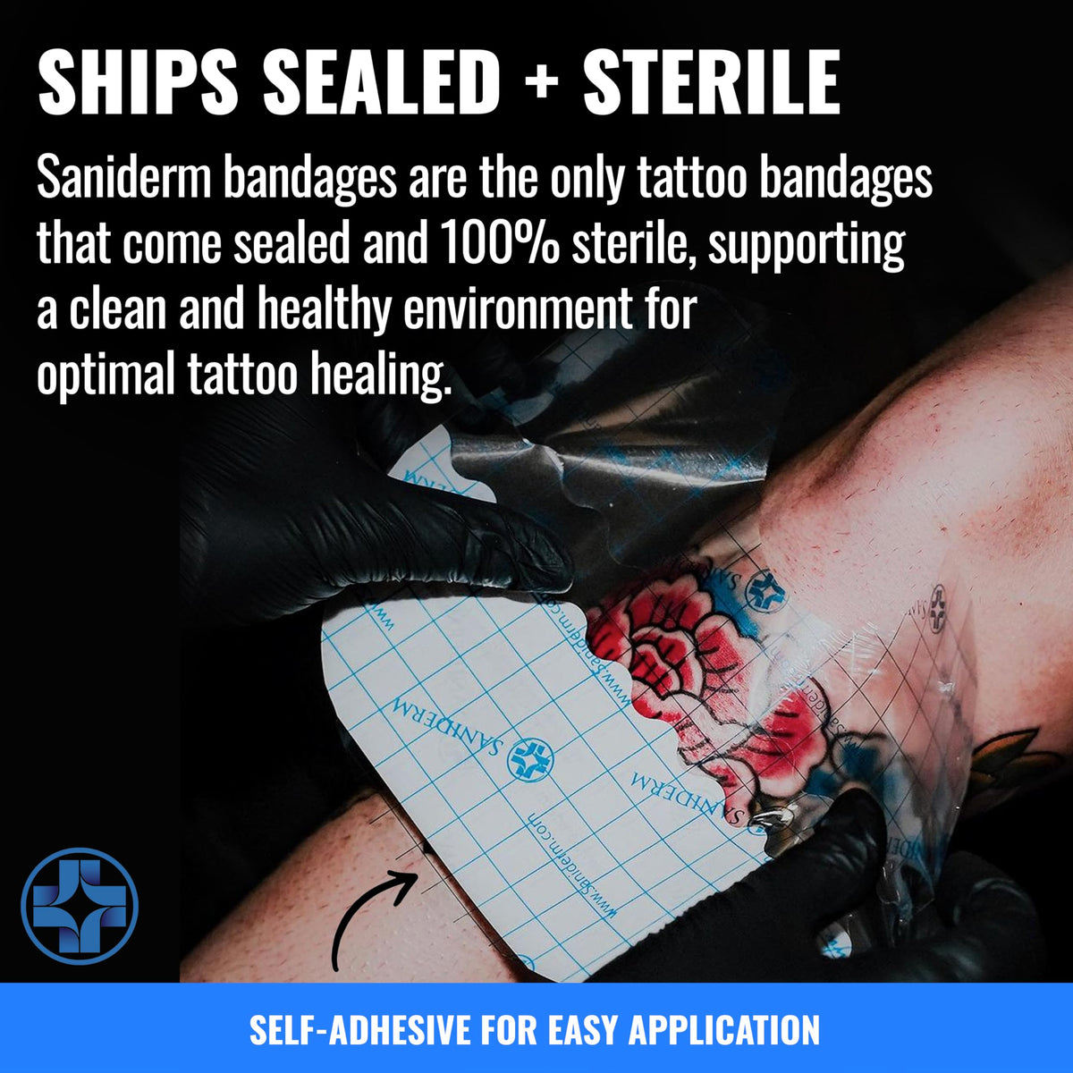 Saniderm durable polyurethane film provides strong protection for healed ink.
