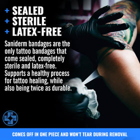 Saniderm Flex sterile packaging emphasizes safety.