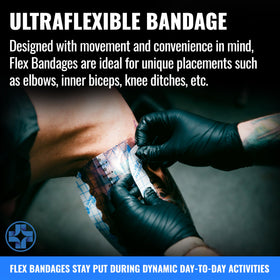 Waterproof seal by Saniderm Flex protects fresh ink from moisture.
