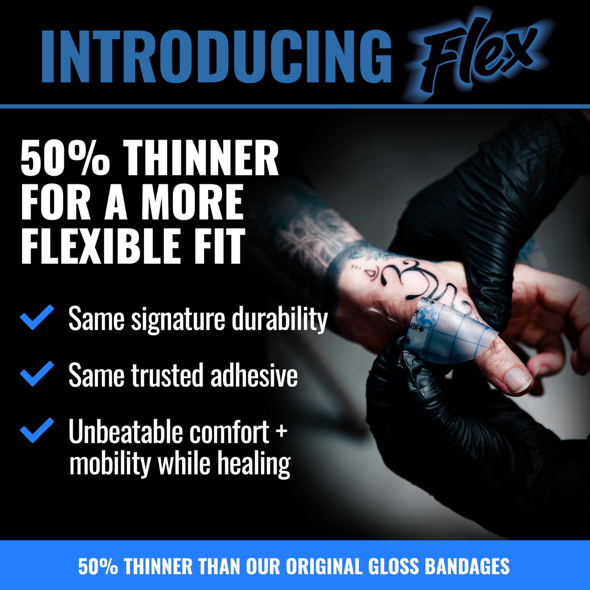 Saniderm Flex roll application on arm demonstrates flexible, form-fitting coverage.