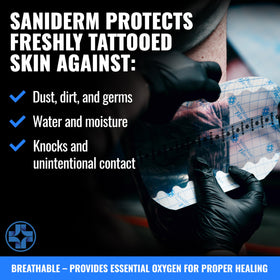 Saniderm Flex sterile packaging ensures safe application.
