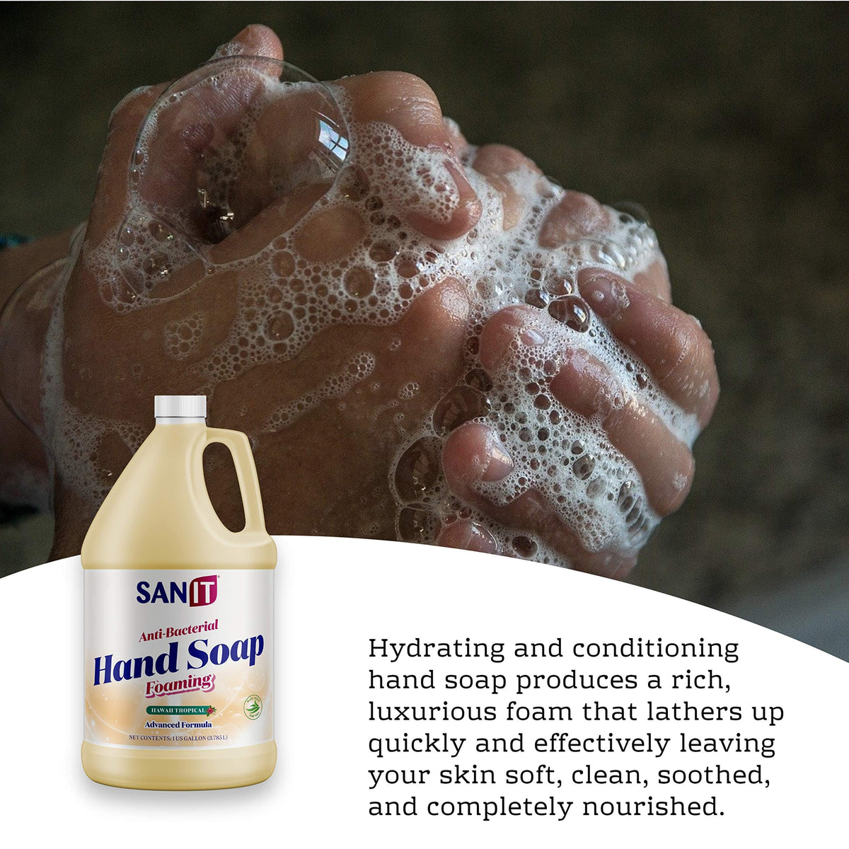 Sanit antibacterial foam cleanses dirt and removes residue effectively