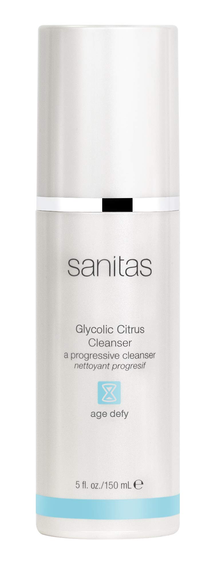 Sanitas Glycolic Citrus Cleanser bottle showing bright citrus formula for smoother skin