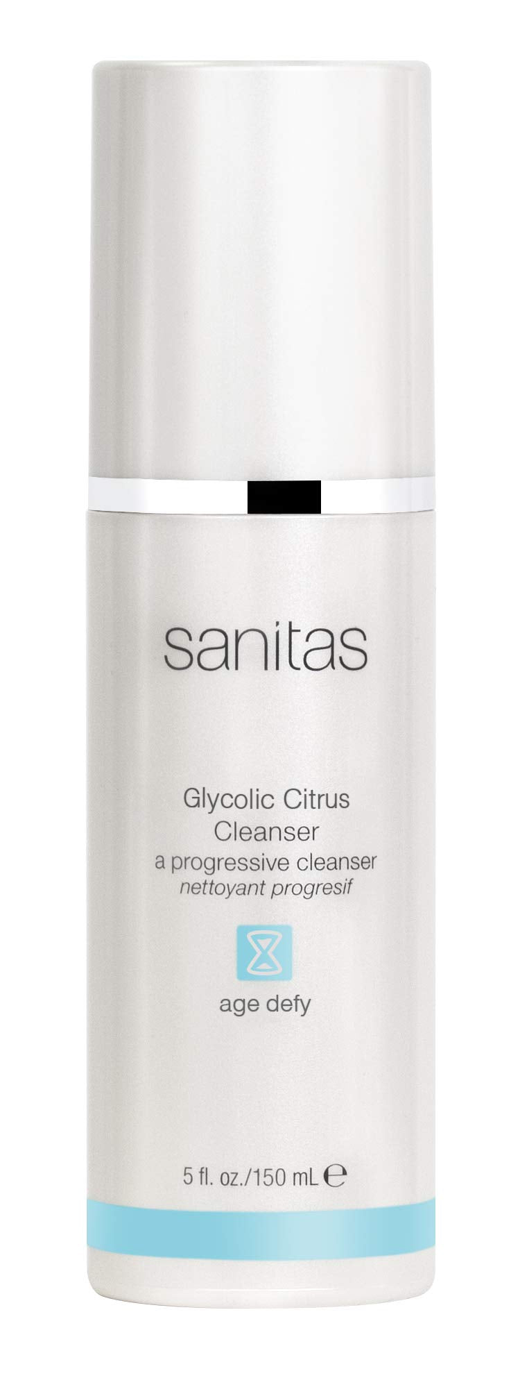 Sanitas Glycolic Citrus Cleanser bottle showing bright citrus formula for smoother skin
