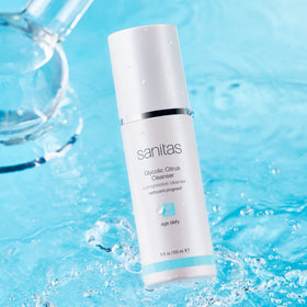 Sanitas Glycolic Citrus Cleanser ingredients closeup highlighting hydration and exfoliation