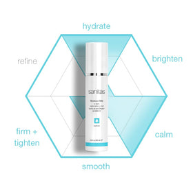 Sanitas Moisture Mist being applied to face for dewy hydration