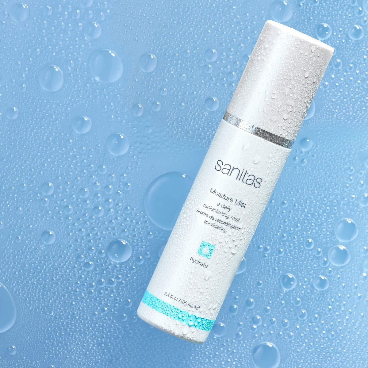 Sanitas Moisture Mist spray shown for quick refresh and toner-like hydration