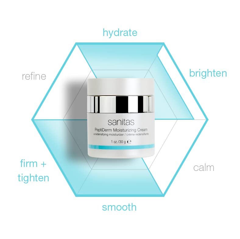 Sanitas PeptiDerm nightstand setup suggests a calming nighttime routine.