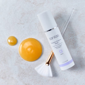Sanitas Pumpkin Enzyme Mask application shot highlighting smooth, refreshed complexion