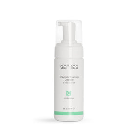 Sanitas Enzymatic Cleanser bottle pump showing easy daily cleansing for clear pores