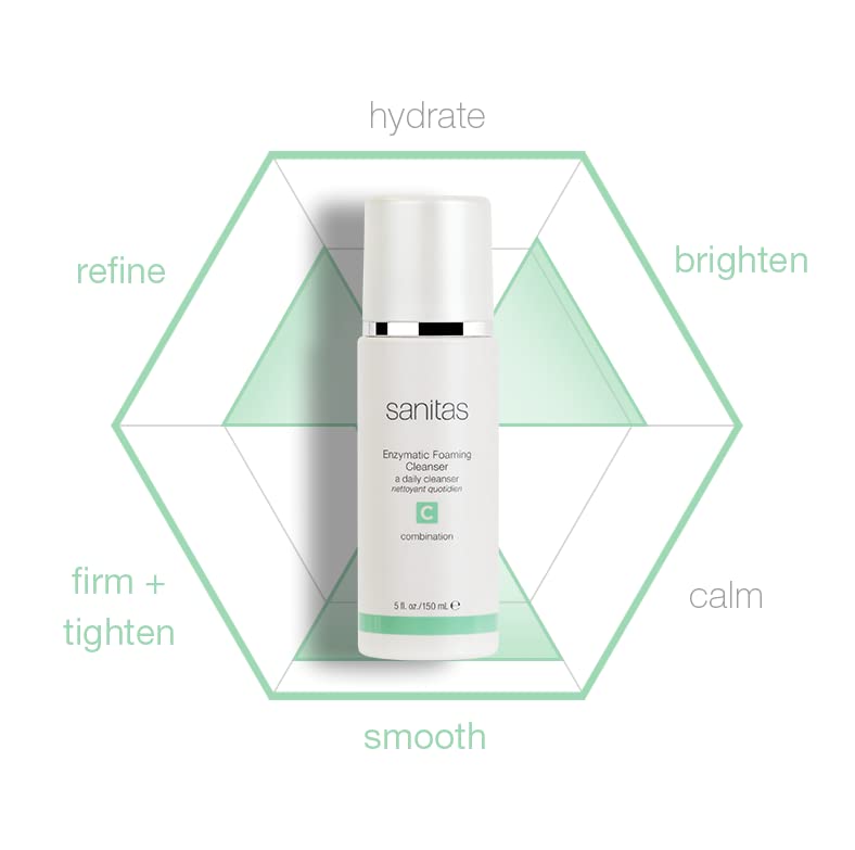 Sanitas Enzymatic Cleanser texture closeup highlighting refined pores and hydration balance