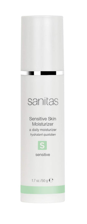 SANITAS Skincare Sensitive Skin Moisturizer pump enables easy, gentle daily application.