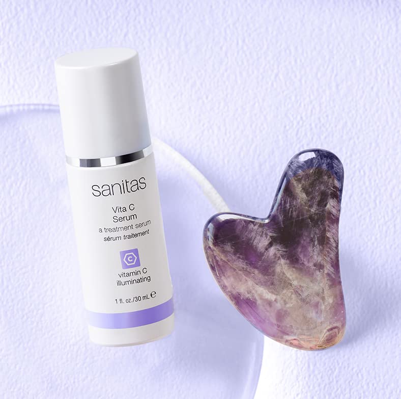 Cruelty-free label on Sanitas Vita C Serum packaging.