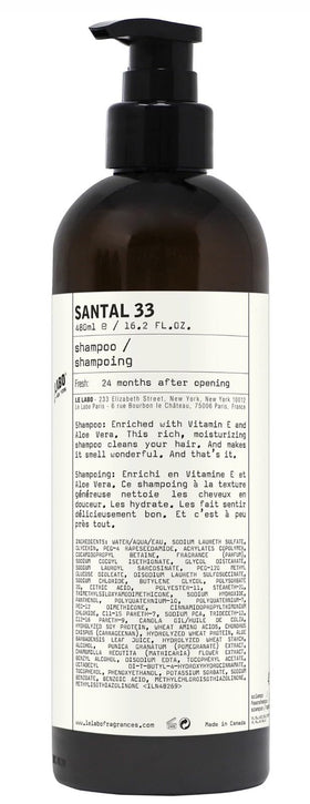 Santal 33 shampoo bottle pump for premium daily cleansing.