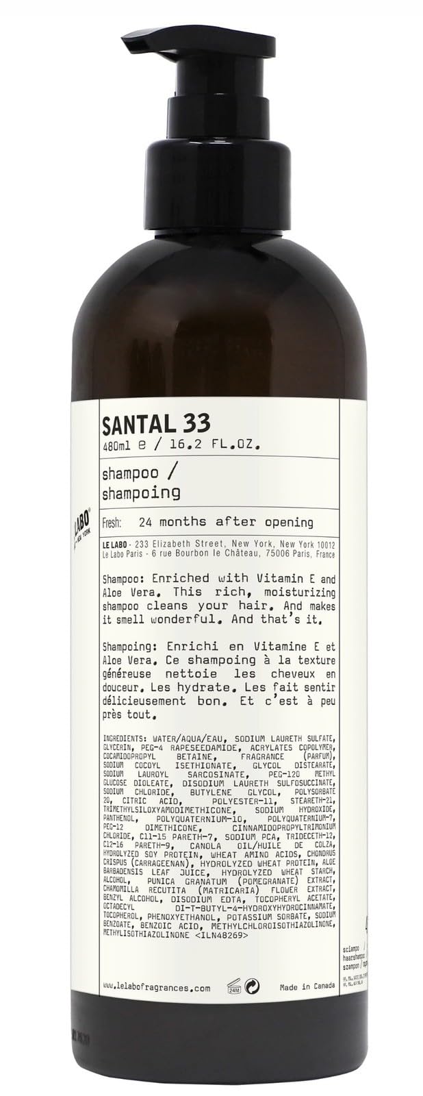 Santal 33 shampoo bottle pump for premium daily cleansing.