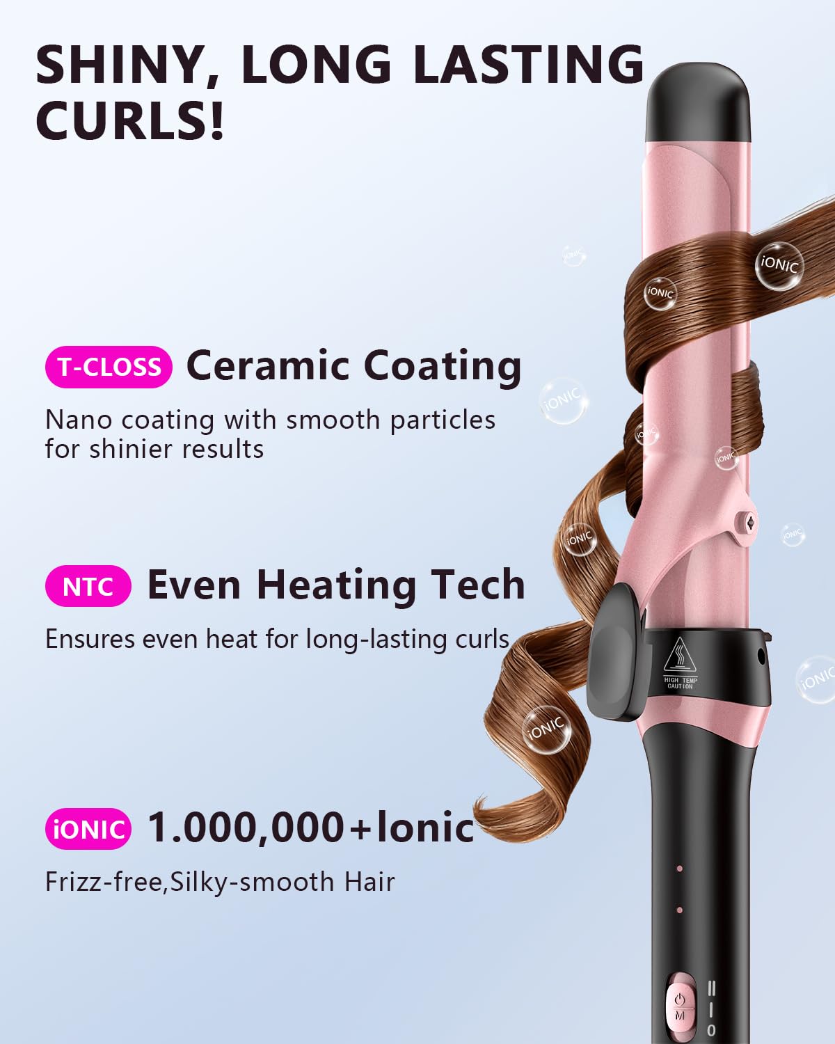 Santiway curling iron with long swivel cord and stand for reliable setup