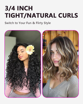 Santiway curling wand ceramic tourmaline coating for frizz control and shine.